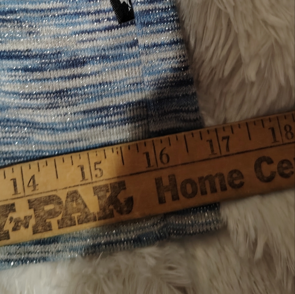 Vintage Y2K 90s Free People Blue Sparkle Striped Space Dye Zip-Up Hoodie/SZ XL - Picture 8 of 16